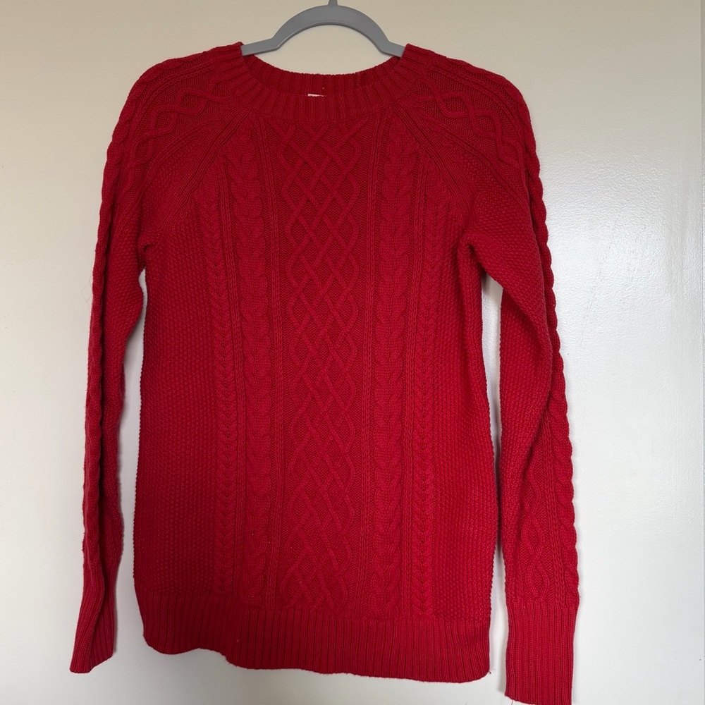 Women's Red Cable Knit Sweater Gap Size S